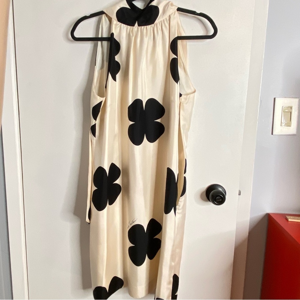Elegant & Classy Black and Cream Floral Dress 100% Silk - Size 10 - Picture 7 of 15